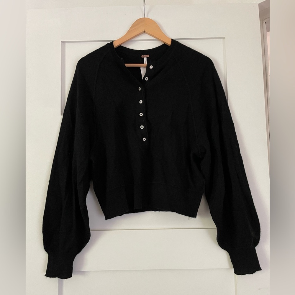 Free People Porta Cashmere Henley Black Size XS NWT